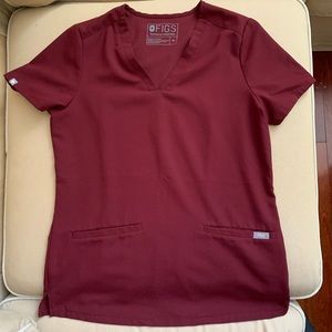 Figs XS Burgundy Casma Top